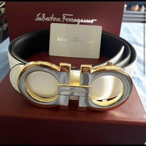 White Ferragamo belt